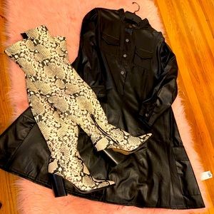 NWOT Black faux leather dress